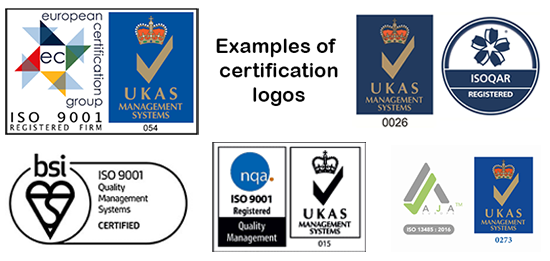 Examples of certification logos